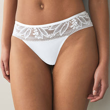 Load image into Gallery viewer, White Thong Lace And Microfibre Knickers