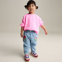 Load image into Gallery viewer, Denim Boucle Butterfly Embellished 100% Cotton Jeans (3mths-6yrs)