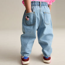 Load image into Gallery viewer, Denim Boucle Butterfly Embellished 100% Cotton Jeans (3mths-6yrs)