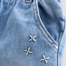 Load image into Gallery viewer, Denim Floral Print Embroidered Barrel-Leg Jeans (3mths-6yrs)