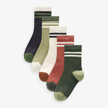 Load image into Gallery viewer, Earthy Tipped Stripes Print Rich Socks 5 Pack