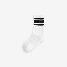 Load image into Gallery viewer, Blue/Green/White Cushioned Footbed Cotton Rich Ribbed Tipped Socks 5 Pack