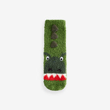 Load image into Gallery viewer, Green Dinosaur Cosy Socks 2 Pack