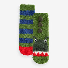 Load image into Gallery viewer, Green Dinosaur Cosy Socks 2 Pack