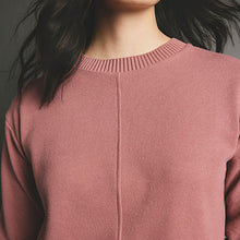 Load image into Gallery viewer, Blush Pink Cosy Soft Touch Rib Seam Detail Crew Neck Jumper