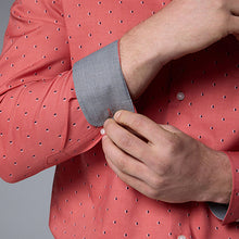 Load image into Gallery viewer, Coral Pink Dot Regular Fit Easy Iron Button Down Oxford Shirt