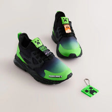 Load image into Gallery viewer, Black Standard Fit (F) Minecraft Elastic Lace Trainers
