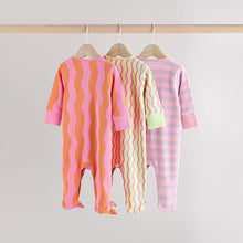 Load image into Gallery viewer, Multi Popper Baby 100% Cotton Sleepsuits 3 Pack
