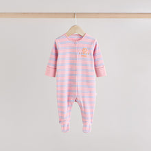 Load image into Gallery viewer, Multi Popper Baby 100% Cotton Sleepsuits 3 Pack