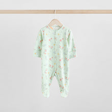 Load image into Gallery viewer, Blue 3 Pack Baby Sleepsuits (0-18mths)