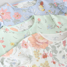 Load image into Gallery viewer, Blue 3 Pack Baby Sleepsuits (0-18mths)