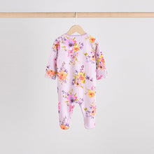 Load image into Gallery viewer, Yellow Floral Baby 100% Cotton Sleepsuits 4 Pack (0-18mths)