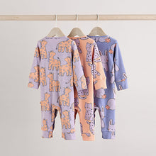 Load image into Gallery viewer, Lilac Purple Baby Footless Sleepsuits 3 Pack