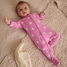 Load image into Gallery viewer, Pink 3 Pack Two Way Zip Baby Sleepsuits (0mths-2yrs)