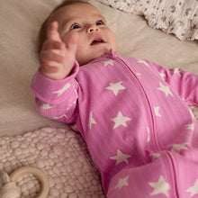 Load image into Gallery viewer, Pink 3 Pack Two Way Zip Baby Sleepsuits (0mths-2yrs)