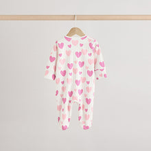 Load image into Gallery viewer, Pink 3 Pack Two Way Zip Baby Sleepsuits (0mths-2yrs)