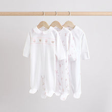 Load image into Gallery viewer, White Collar 3 Pack Baby Sleepsuits