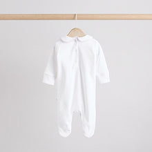 Load image into Gallery viewer, White Collar 3 Pack Baby Sleepsuits