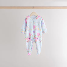 Load image into Gallery viewer, Pink 3 Pack Two Way Zip Baby Sleepsuits