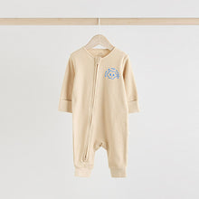 Load image into Gallery viewer, Blue 3 pack Baby Two Way Zip Footless Cotton Sleepsuits