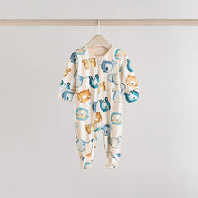 Load image into Gallery viewer, Blue Two Way Zip Baby Sleepsuits 3 Pack