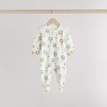 Load image into Gallery viewer, Blue Two Way Zip Baby Sleepsuits 3 Pack