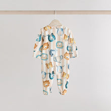 Load image into Gallery viewer, Blue Two Way Zip Baby Sleepsuits 3 Pack