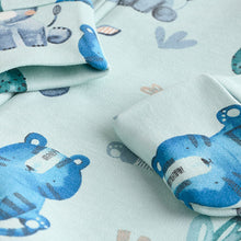 Load image into Gallery viewer, Blue Two Way Zip Baby Sleepsuits 3 Pack