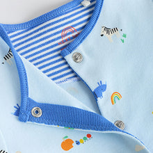 Load image into Gallery viewer, Blue Baby Embroidered Sleepsuits 3 Pack