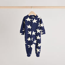 Load image into Gallery viewer, Navy Star Sleepsuits 3 Pack