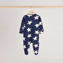 Load image into Gallery viewer, Navy Star Sleepsuits 3 Pack