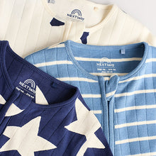 Load image into Gallery viewer, Navy Star Sleepsuits 3 Pack