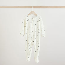 Load image into Gallery viewer, White/Black Two Way Zip Baby Sleepsuits 4 Pack