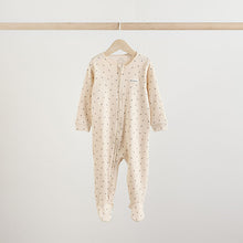 Load image into Gallery viewer, White/Black Two Way Zip Baby Sleepsuits 4 Pack