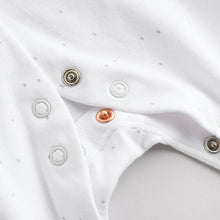 Load image into Gallery viewer, White Animal Print 100% Cotton Baby Sleepsuits 3 Pack