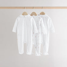 Load image into Gallery viewer, White Sleepsuits 3 Pack