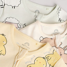 Load image into Gallery viewer, Yellow Spring Two Way Zip 100% Cotton Baby Sleepsuits 3 Pack