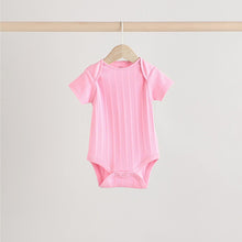 Load image into Gallery viewer, Bright Pink 5 Pack Short Sleeve Baby Bodysuits