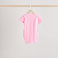 Load image into Gallery viewer, Bright Pink 5 Pack Short Sleeve Baby Bodysuits