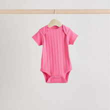 Load image into Gallery viewer, Bright Pink 5 Pack Short Sleeve Baby Bodysuits