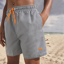 Load image into Gallery viewer, Blue/White Stripe Swim Shorts