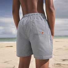 Load image into Gallery viewer, Blue/White Stripe Swim Shorts