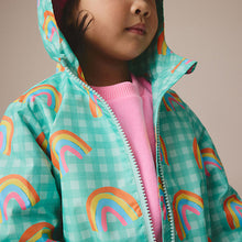 Load image into Gallery viewer, Green Rainbow Shower Resistant Cagoule Jacket (3mths-6yrs)