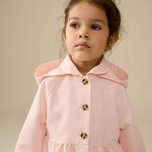 Load image into Gallery viewer, Pink Shower Resistant Hooded Trench Coat (3mths-6yrs)