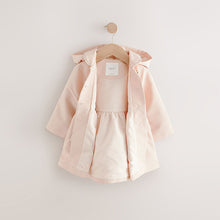 Load image into Gallery viewer, Pink Shower Resistant Hooded Trench Coat (3mths-6yrs)