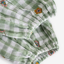 Load image into Gallery viewer, Green Check Embroidered Collar Long Sleeve Dress (3mths-6yrs)