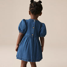 Load image into Gallery viewer, Blue Embroidered Denim Dress (3mths-6yrs)