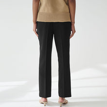 Load image into Gallery viewer, Black Tailored Elasticated Back Straight Leg Trousers