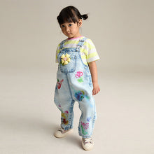 Load image into Gallery viewer, Denim Printed 100% Cotton Dungaree Set (3mths-6yrs)