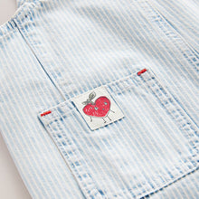 Load image into Gallery viewer, Stripe Strawberry Embroidered 100% Cotton Dungarees (3mths-6yrs)